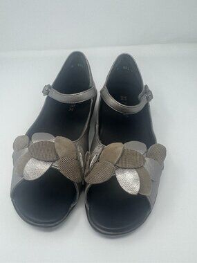 Ziera Metallic Floral Mary Jane Peep Toe Flats Size 37